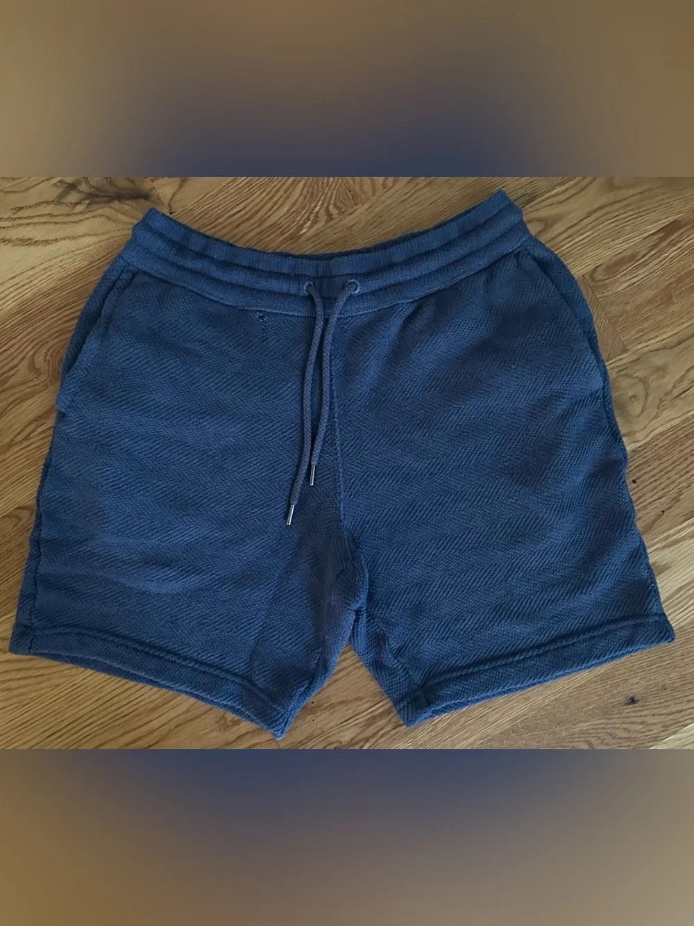 Faherty Whitewater Shorts Mens Small Organic Cotton Navy Drawstring Textured
